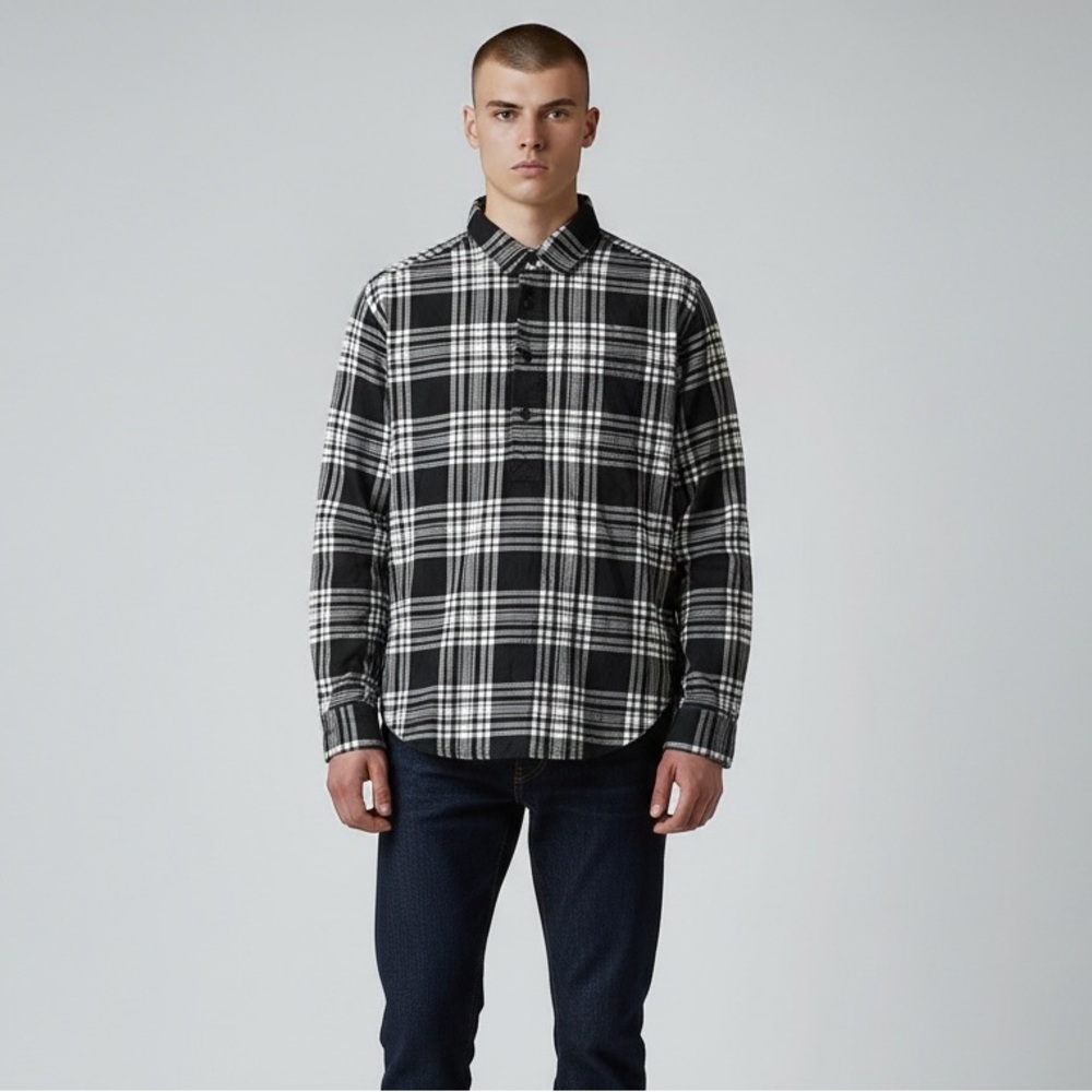 J.W. Anderson‎ x Uniqlo Plaid Pullover Shirt XXS Black White Flannel